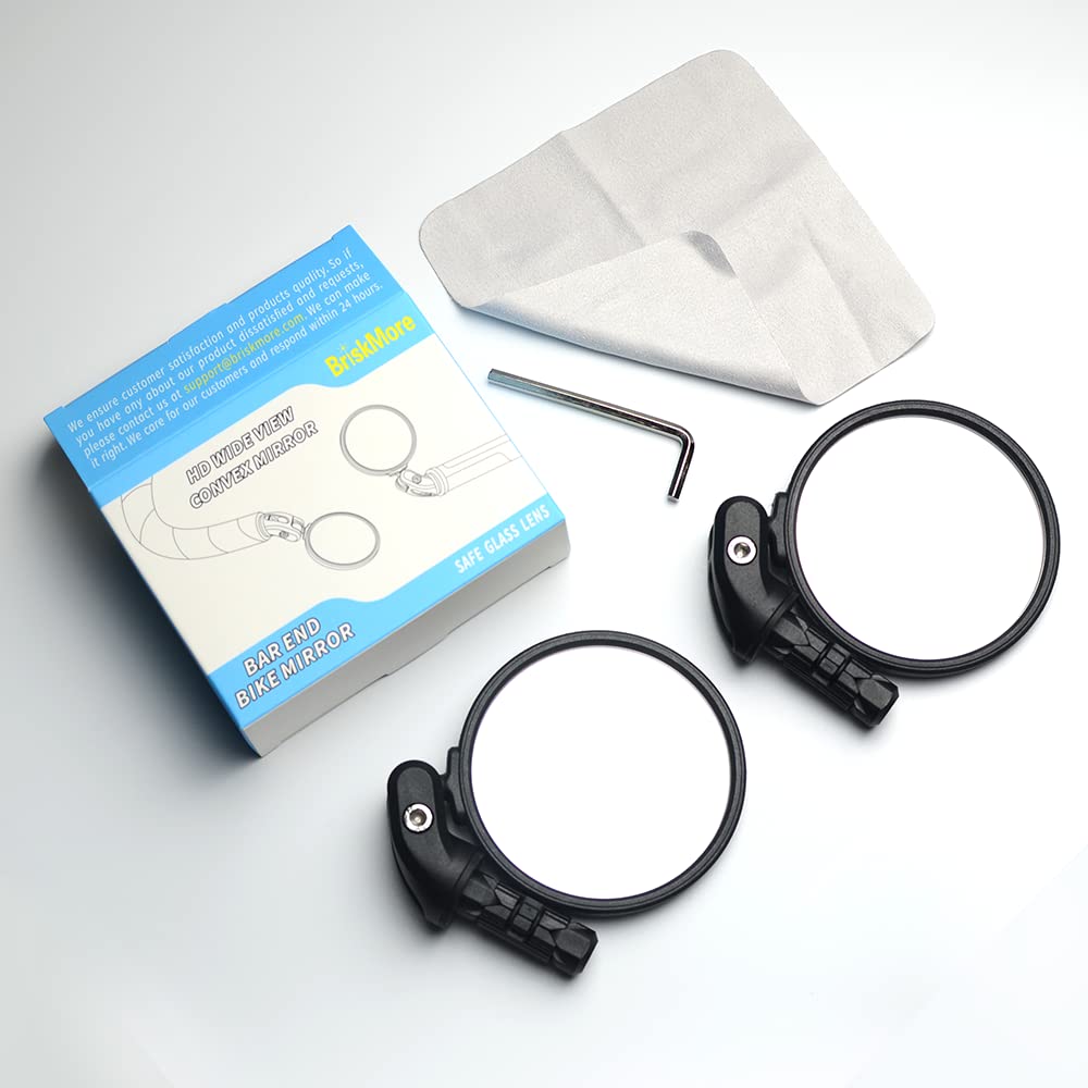 BriskMore Bike Handlebar Mirror, HD Glass Convex Lens Bicycle Rearview Mirror.-Pedal Power Pros