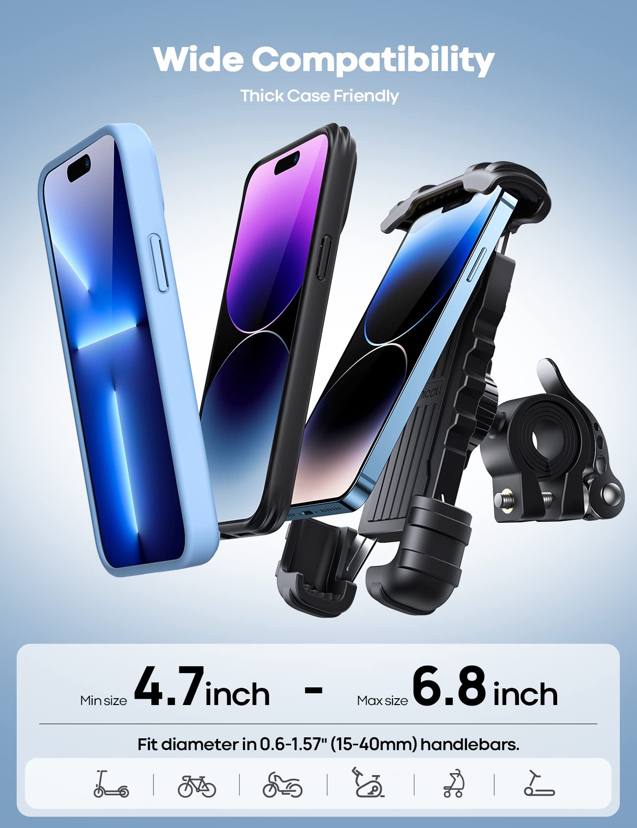 Lamicall Bike Phone Holder, Handlebar Cell Phone Clamp, Scooter Phone Clip for iPhone 15 Pro Max/Plus, 14 Pro Max, S9, S10 and More 4.7" to 6.8" Smartphones-Pedal Power Pros