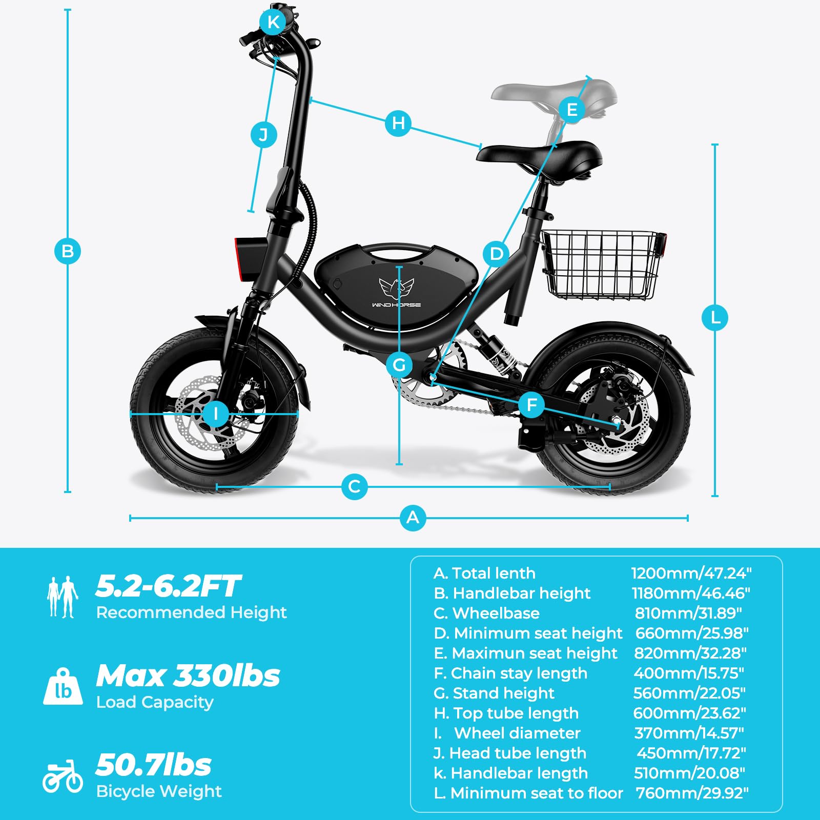 Electric Bike with Basket, 14" Folding E-bike 22 MPH, 35 Miles Range, Dual Suspension.-Pedal Power Pros