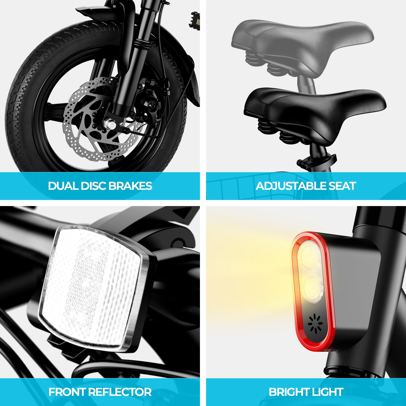 Electric Bike with Basket, 14" Folding E-bike 22 MPH, 35 Miles Range, Dual Suspension.-Pedal Power Pros