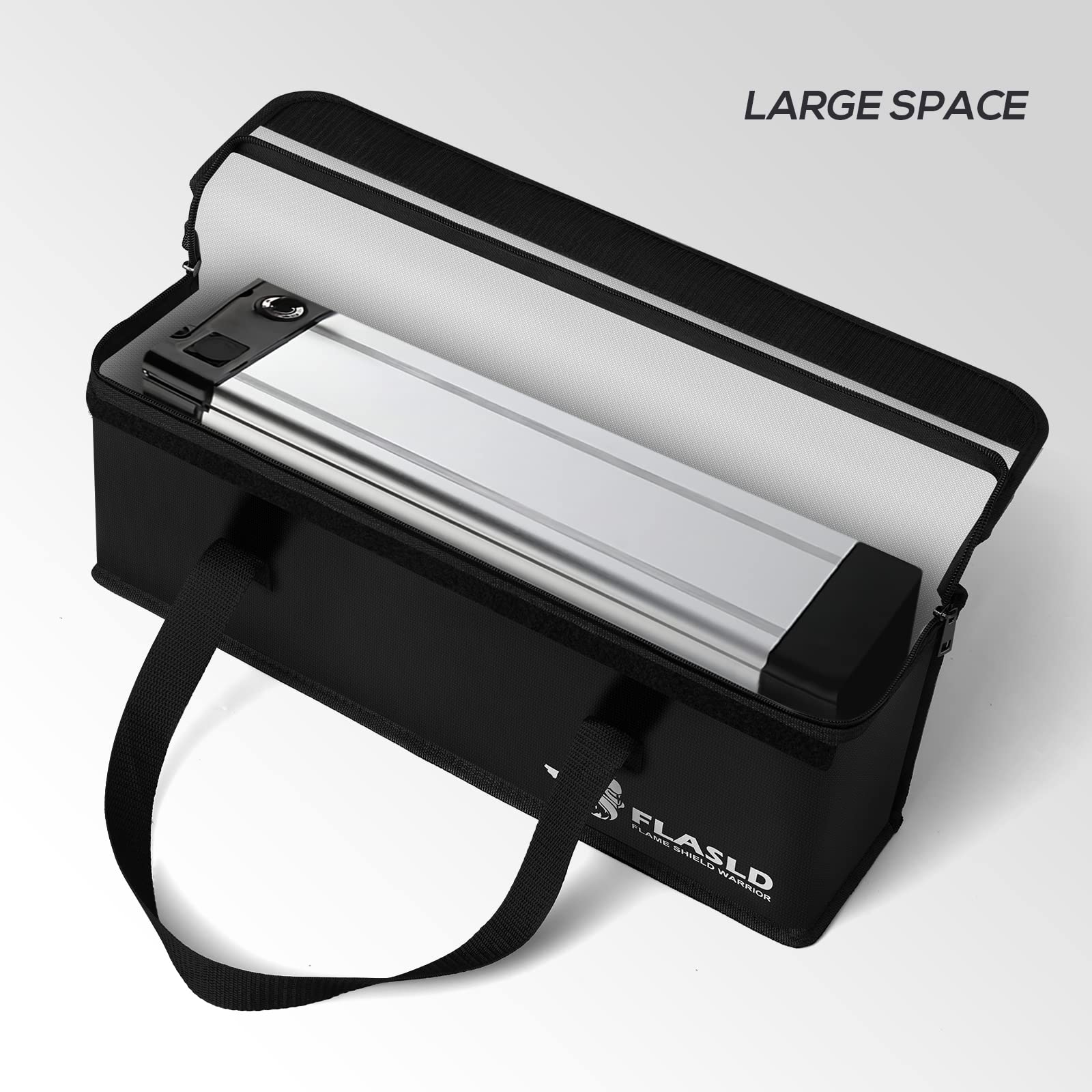 FLASLD E-Bike Battery Safe Bag Explosionproof - Large Capacity Fireproof Lipo Bag for Ebike Battery Charging and Storage (19.3 x 4.3 x 7in)-Pedal Power Pros