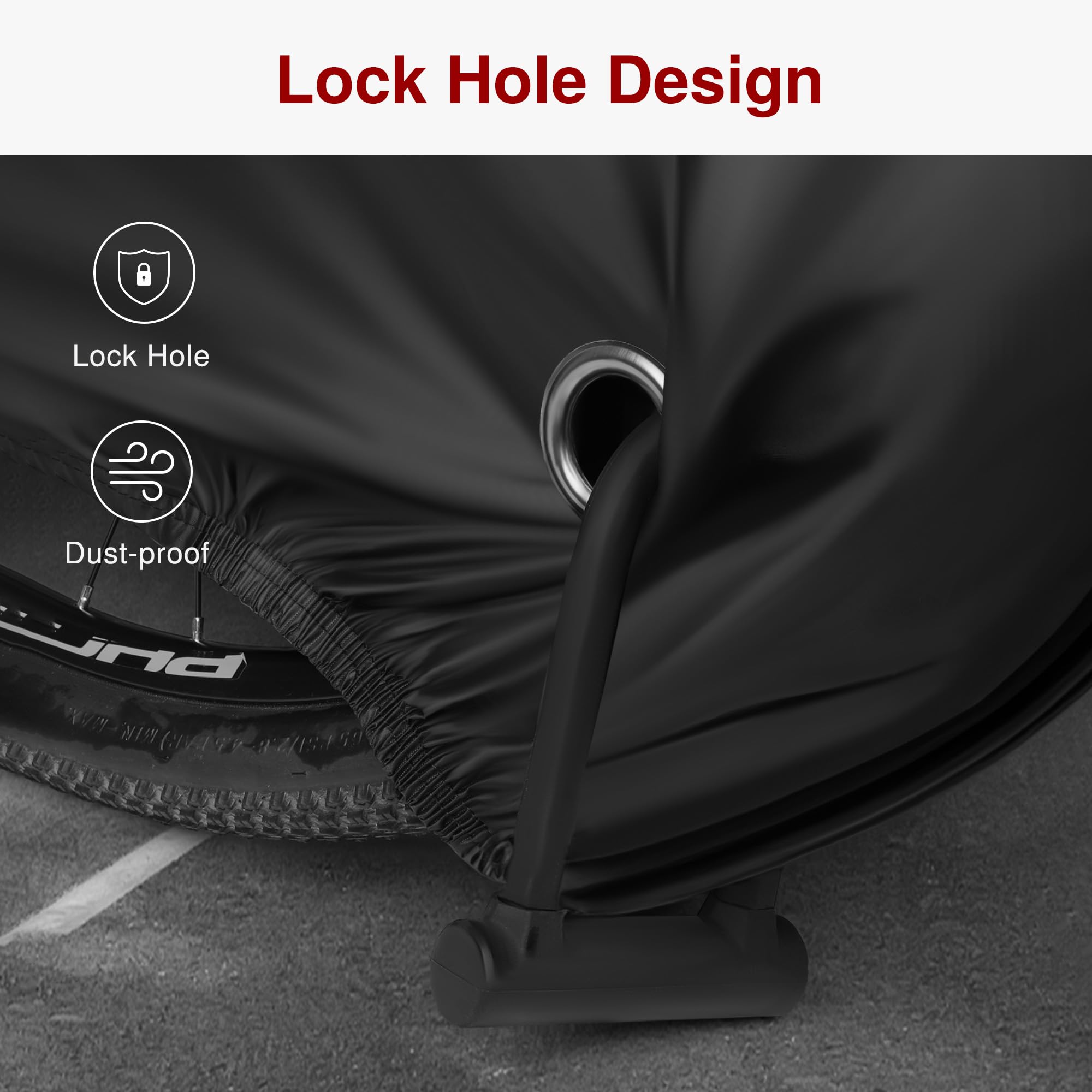 Puroma Bike Cover Outdoor Waterproof Bicycle Covers Rain Sun UV Dust Wind Proof with Lock Hole for Mountain Road Electric Bike, XL (Basic Black)-Pedal Power Pros
