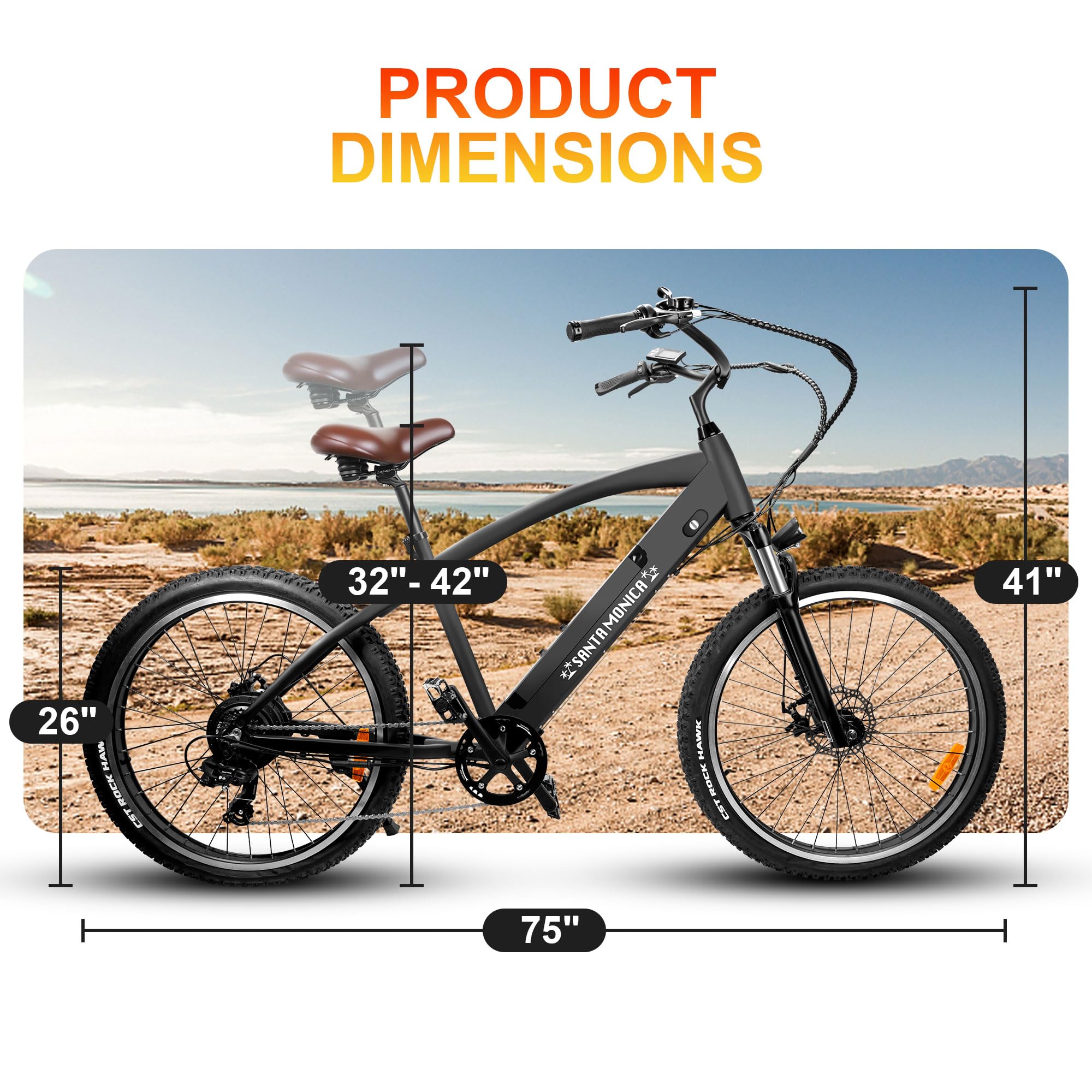 NAKTO Electric Bike 26”, 1000W Peak Motor Mountain Ebike,-Pedal Power Pros