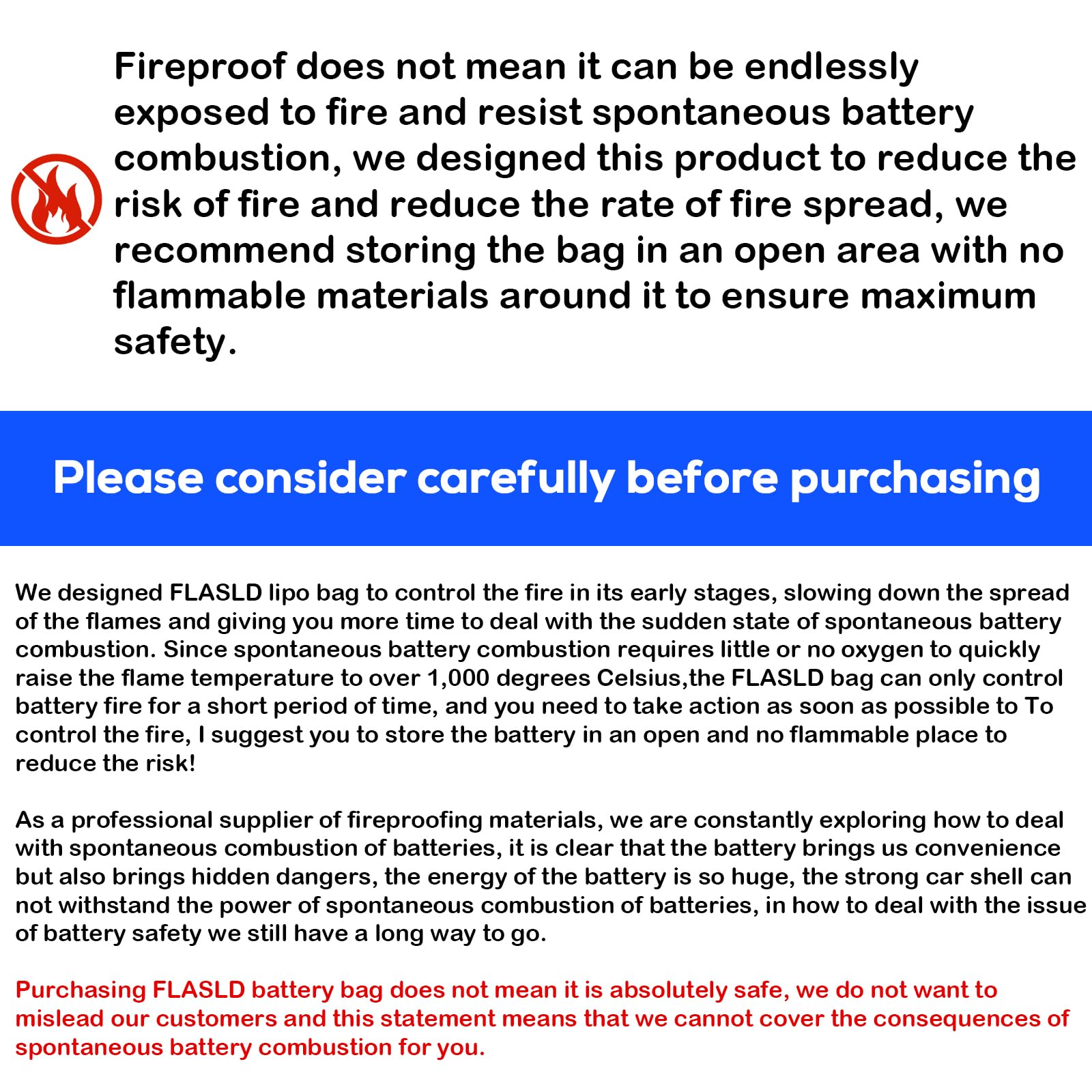 FLASLD E-Bike Battery Safe Bag Explosionproof - Large Capacity Fireproof Lipo Bag for Ebike Battery Charging and Storage (19.3 x 4.3 x 7in)-Pedal Power Pros