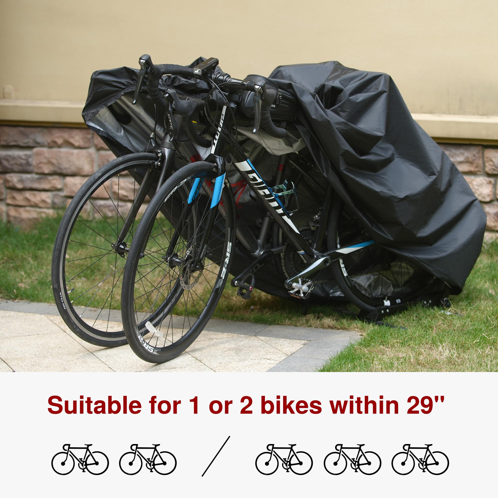 Puroma Bike Cover Outdoor Waterproof Bicycle Covers Rain Sun UV Dust Wind Proof with Lock Hole for Mountain Road Electric Bike, XL (Basic Black)-Pedal Power Pros
