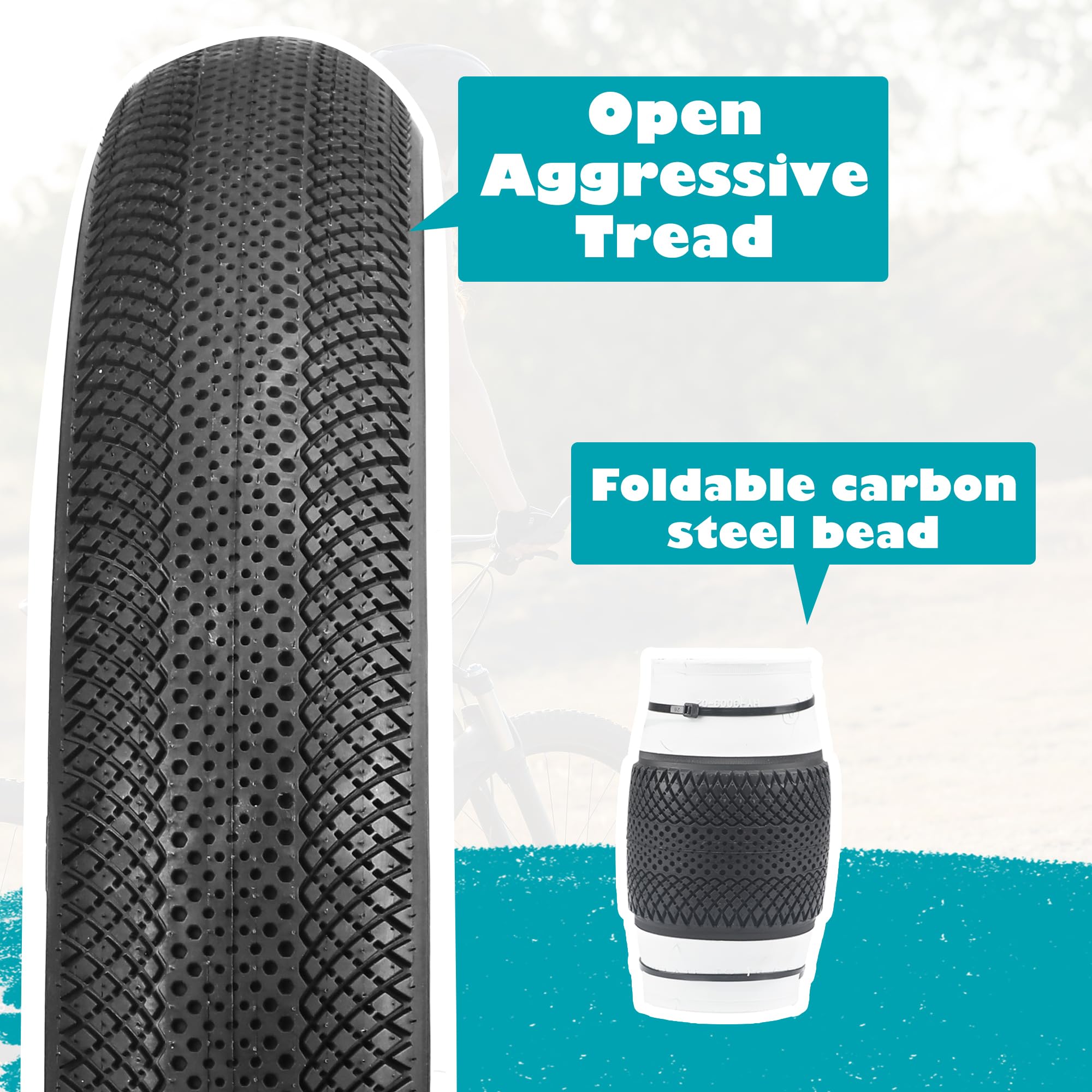 BALINGE E Bike 20x4.0 Fat tire 20 x 4 Fat tire 20x4 Bike tire 2 Pack Heavy Duty High-Performance-Pedal Power Pros