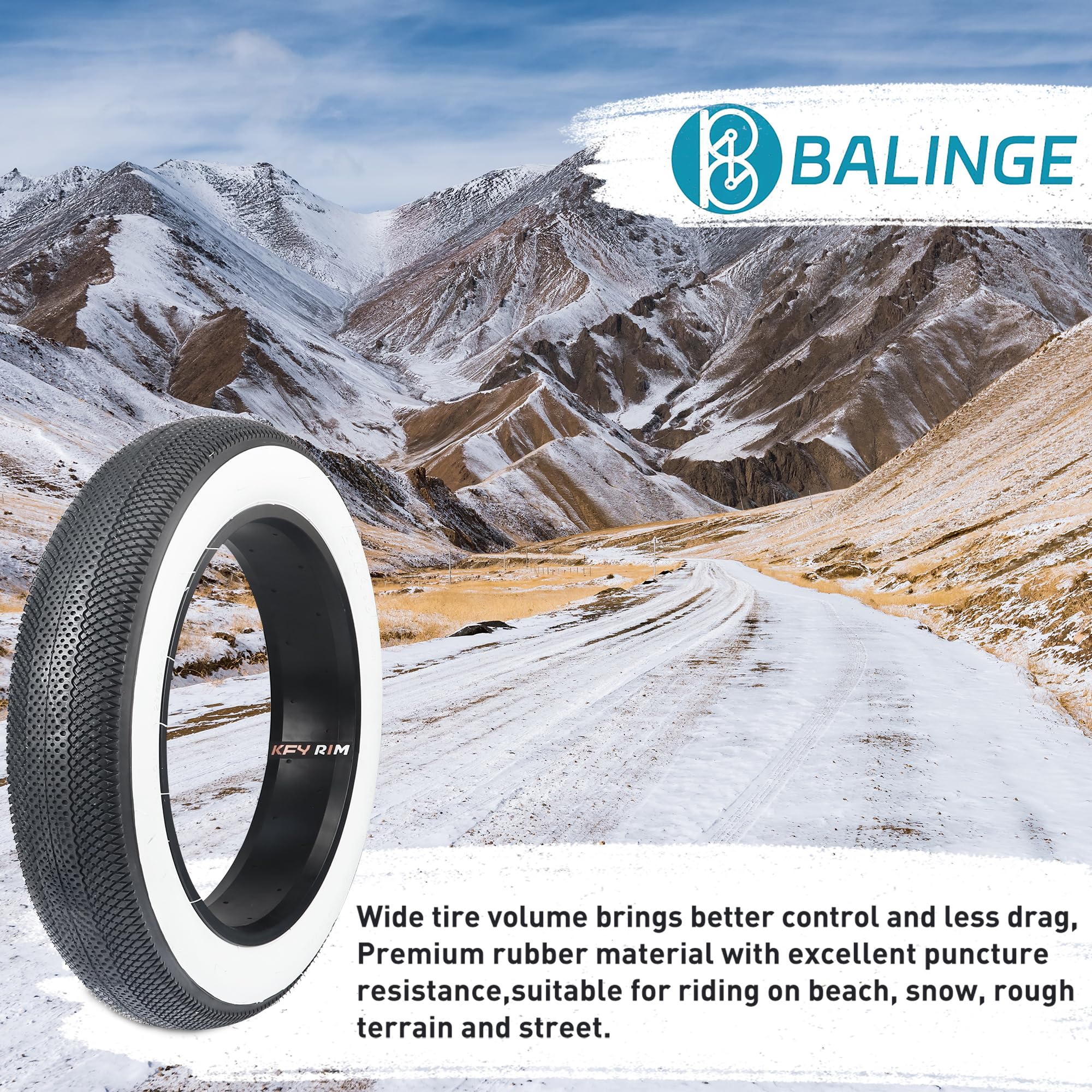 BALINGE E Bike 20x4.0 Fat tire 20 x 4 Fat tire 20x4 Bike tire 2 Pack Heavy Duty High-Performance-Pedal Power Pros
