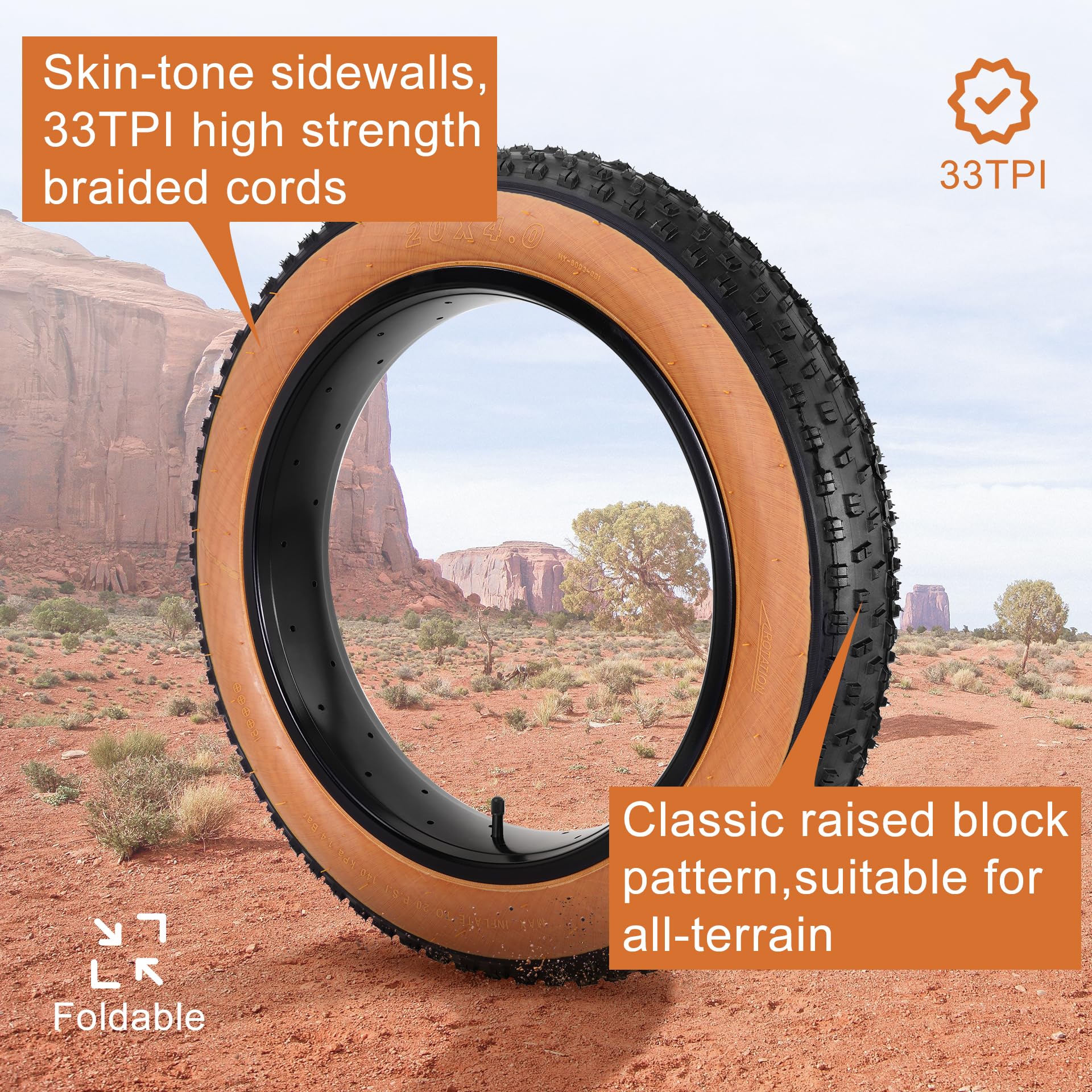 2Sets 20x4.0 Fat Tires and Tubes, Puncture Resistant Folding Bike Tire Sets-Pedal Power Pros