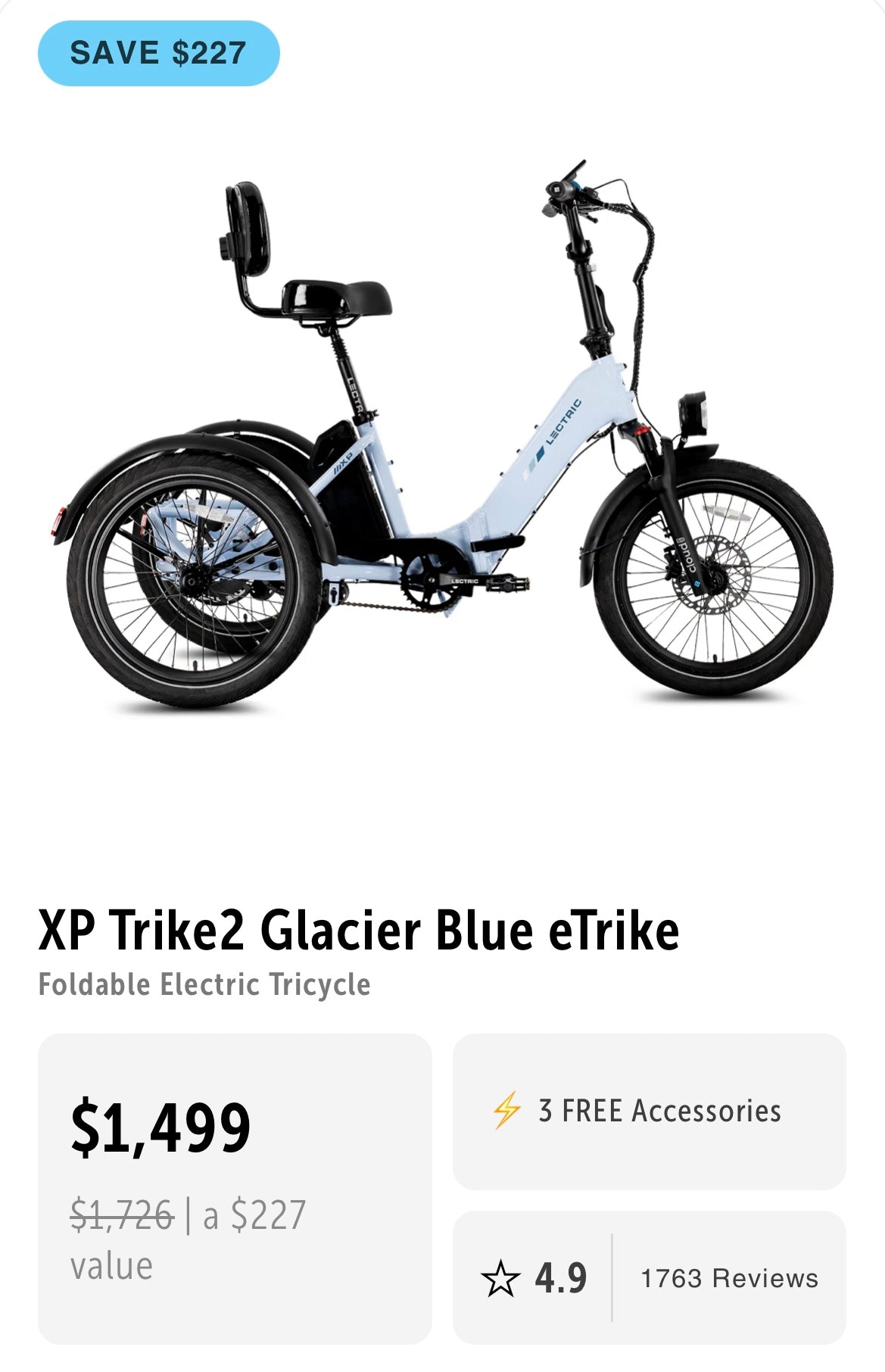 folding electric trike bicycle Lectric XP Trike 2