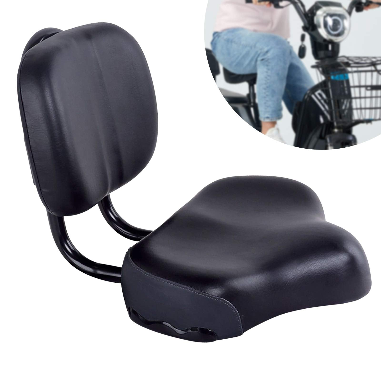 Extra Wide Bike Seat with Backrest and Comfortable Ergonomic Design for Men and Women.-Pedal Power Pros