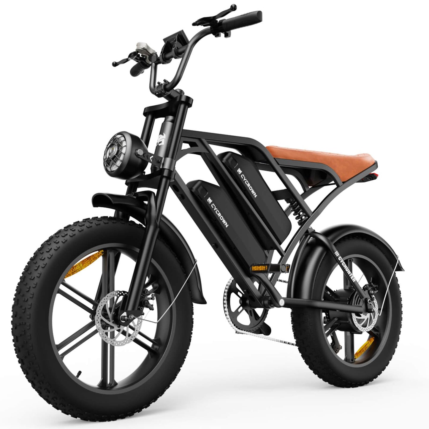 CYCROWN CycHunter Electric Bike for Adults, 48V 26Ah Dual Battery Moped Style Ebike, 1000W Peak Motor, 150 Miles PAS Range, 7 Speed Gearing, 28mph electric dirt bike, Full Suspension Electric Bicycles
