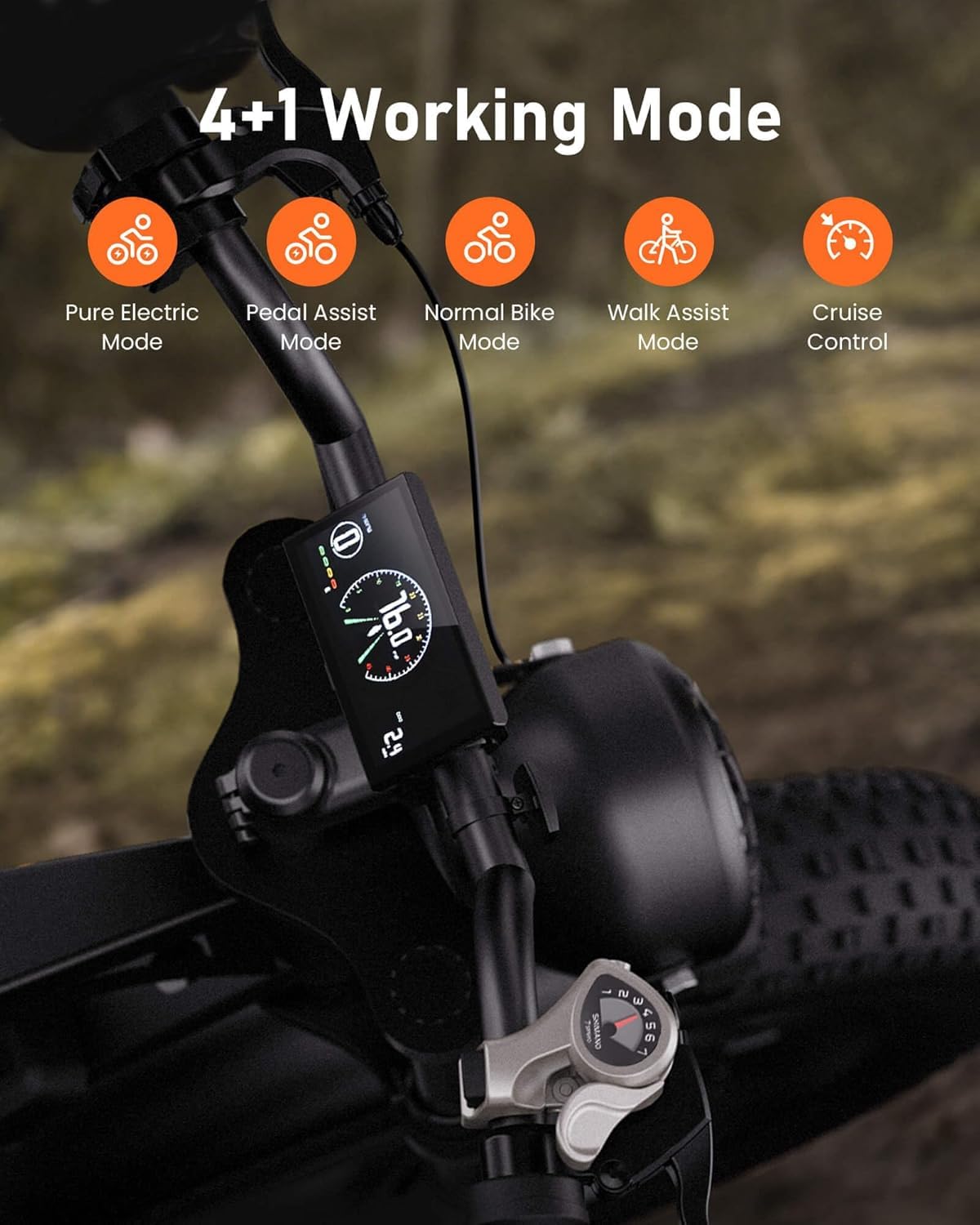 CYCROWN CycHunter Electric Bike for Adults, 48V 26Ah Dual Battery Moped Style Ebike, 1000W Peak Motor, 150 Miles PAS Range, 7 Speed Gearing, 28mph electric dirt bike, Full Suspension Electric Bicycles