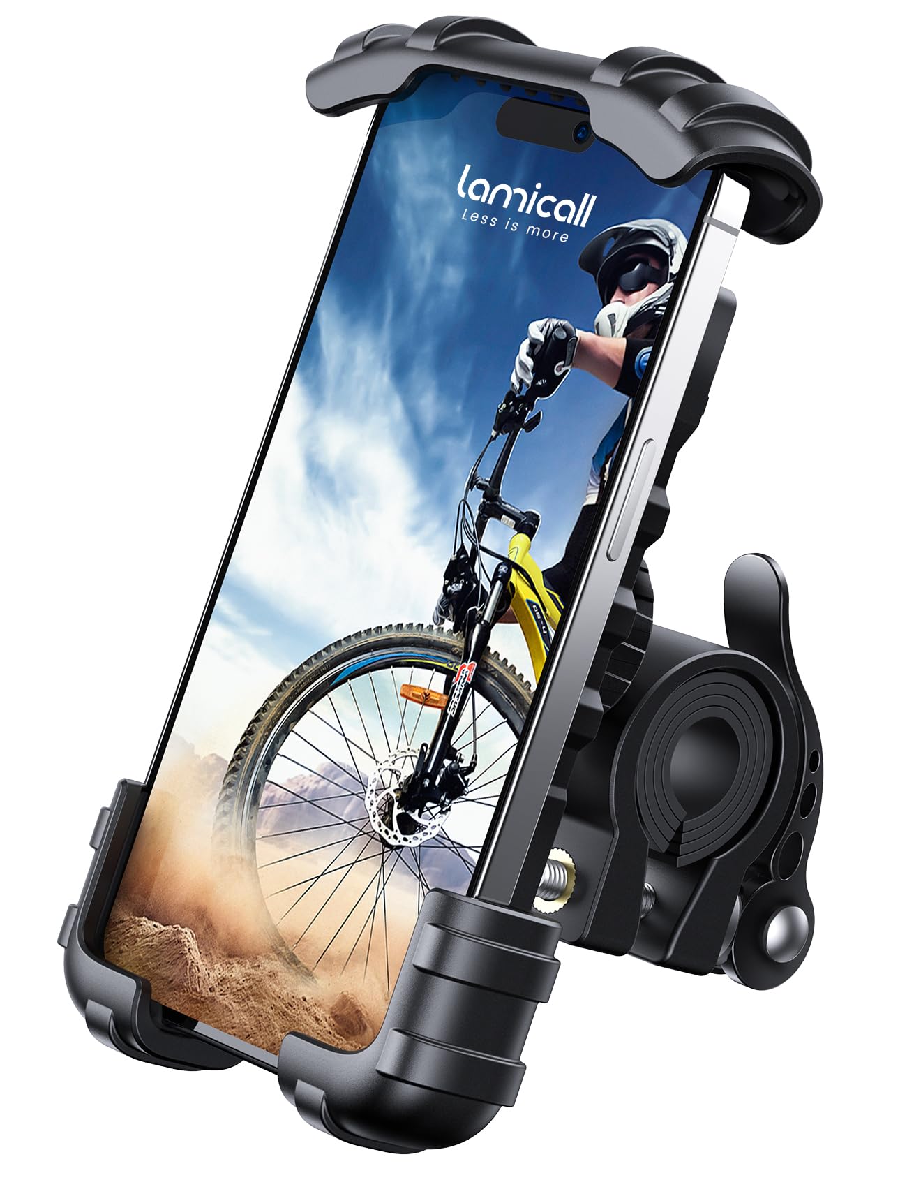 Lamicall Bike Phone Holder, Handlebar Cell Phone Clamp, Scooter Phone Clip for iPhone 15 Pro Max/Plus, 14 Pro Max, S9, S10 and More 4.7" to 6.8" Smartphones-Pedal Power Pros