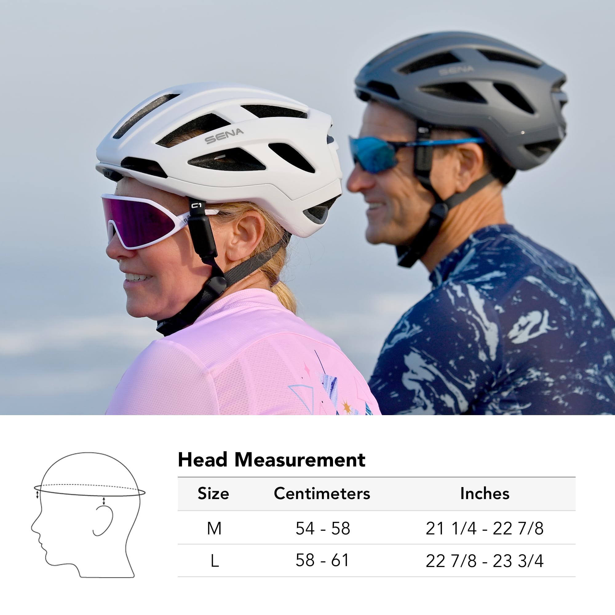 Sena C1 Smart Cycling Helmet with Bluetooth Intercom and Smartphone Connectivity for Music, GPS, and Phone Calls (Matte Gray, Large)-Pedal Power Pros
