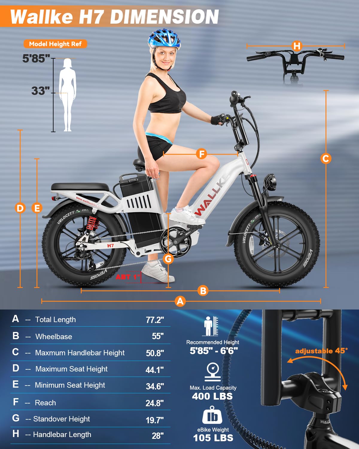W Wallke 2025 Peak 3200W Long Range Electric Bike for Adults 200 Miles, Samsung-Cell Battery 48V 60Ah/40Ah, APP Control 34MPH Fast Ebike, 20" Fat Tire Hydraulic Brake Stepthru E Bike, 7 Speed, UL2849-Pedal Power Pros