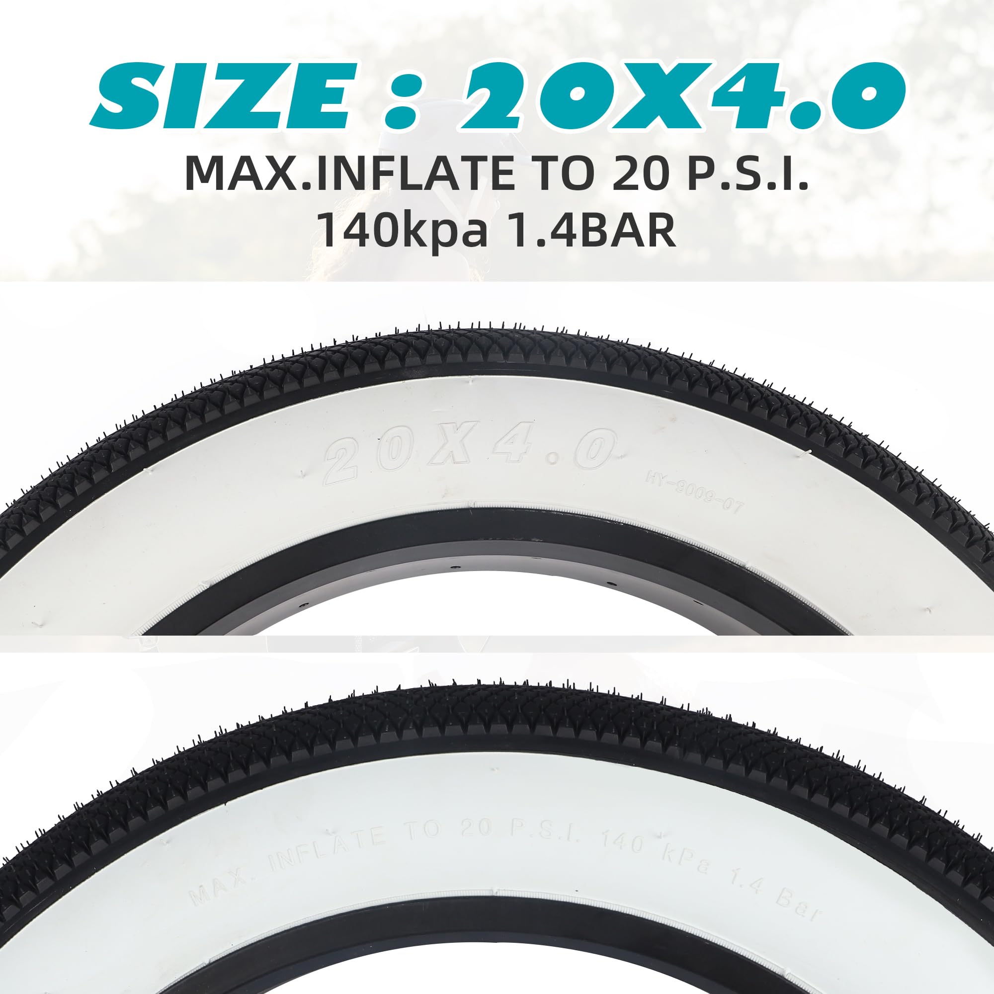 BALINGE E Bike 20x4.0 Fat tire 20 x 4 Fat tire 20x4 Bike tire 2 Pack Heavy Duty High-Performance-Pedal Power Pros