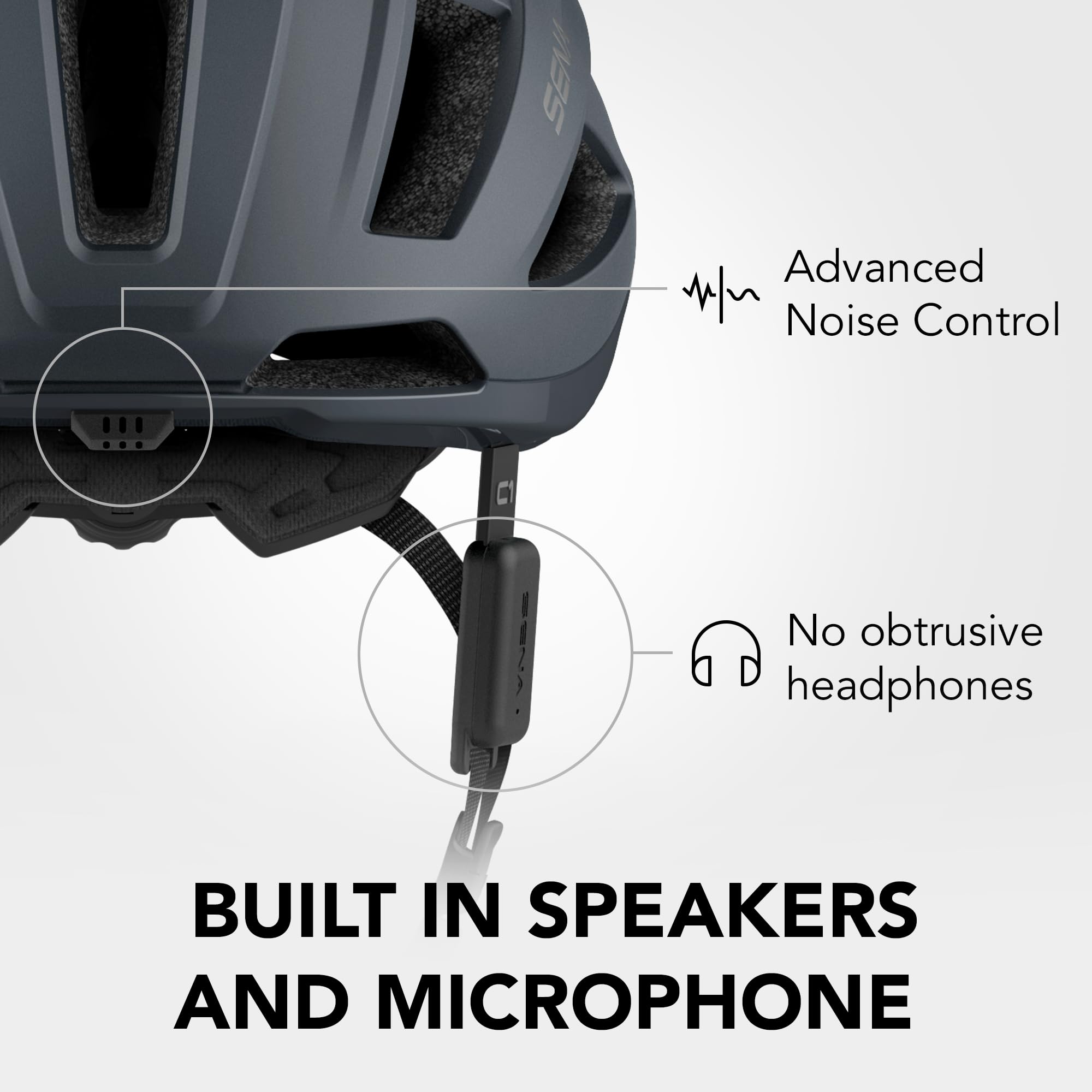 Sena C1 Smart Cycling Helmet with Bluetooth Intercom and Smartphone Connectivity for Music, GPS, and Phone Calls (Matte Gray, Large)-Pedal Power Pros