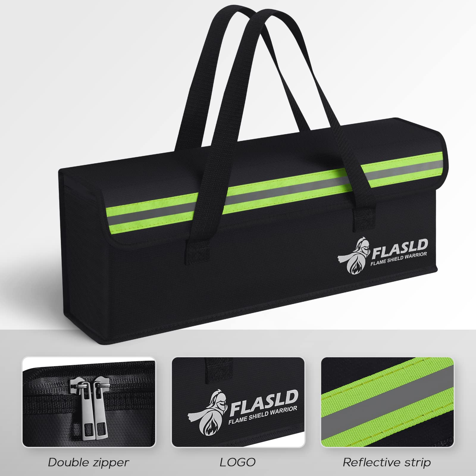 FLASLD E-Bike Battery Safe Bag Explosionproof - Large Capacity Fireproof Lipo Bag for Ebike Battery Charging and Storage (19.3 x 4.3 x 7in)-Pedal Power Pros