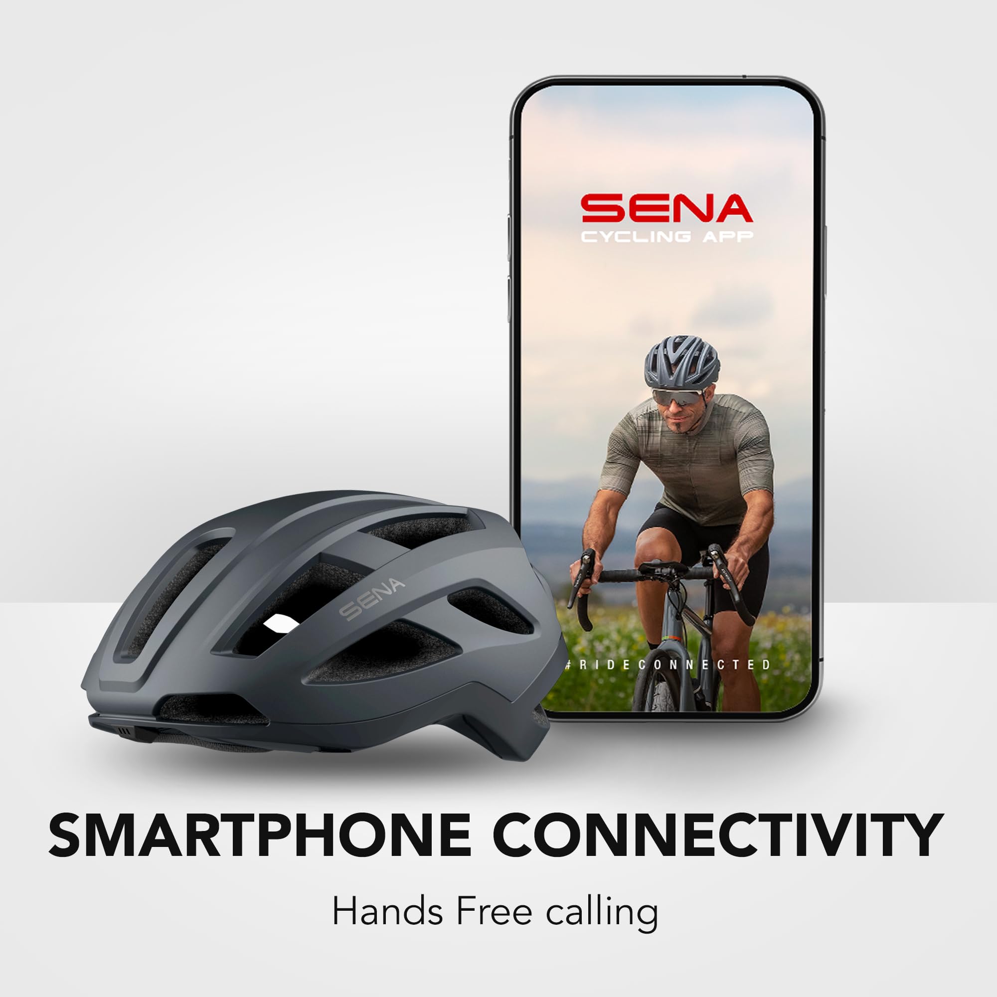 Sena C1 Smart Cycling Helmet with Bluetooth Intercom and Smartphone Connectivity for Music, GPS, and Phone Calls (Matte Gray, Large)-Pedal Power Pros