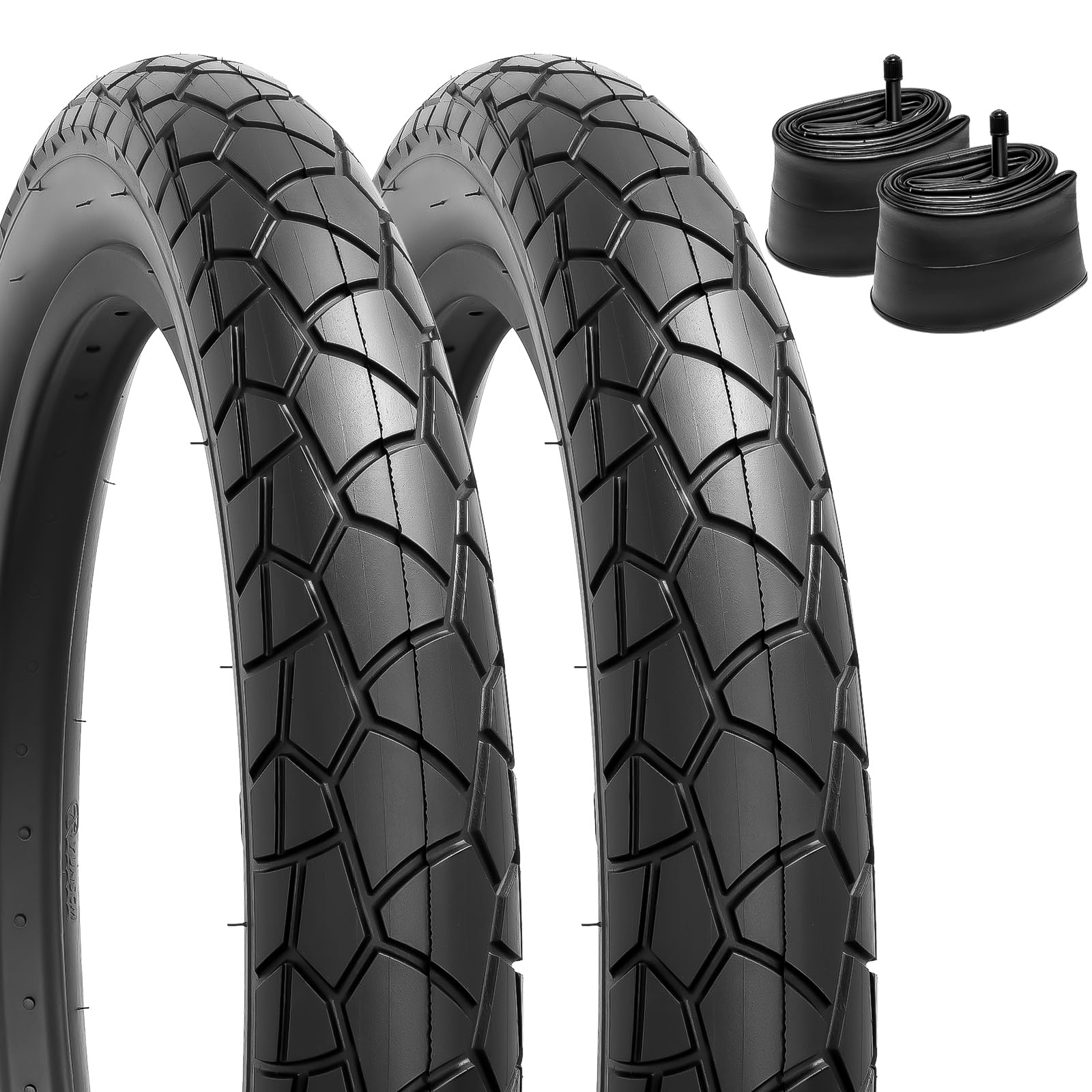 YUNSCM 2-PCS 20" E-Bike Fat Tires 20x3.0/76-406 60TPI and 20" Bike Tubes-Pedal Power Pros